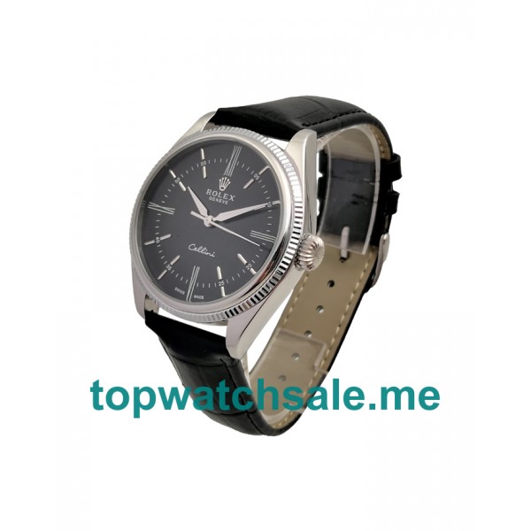 UK Rolex Cellini 50509 Replica Watches With Black Dials For Men + Topreplicawatches.me