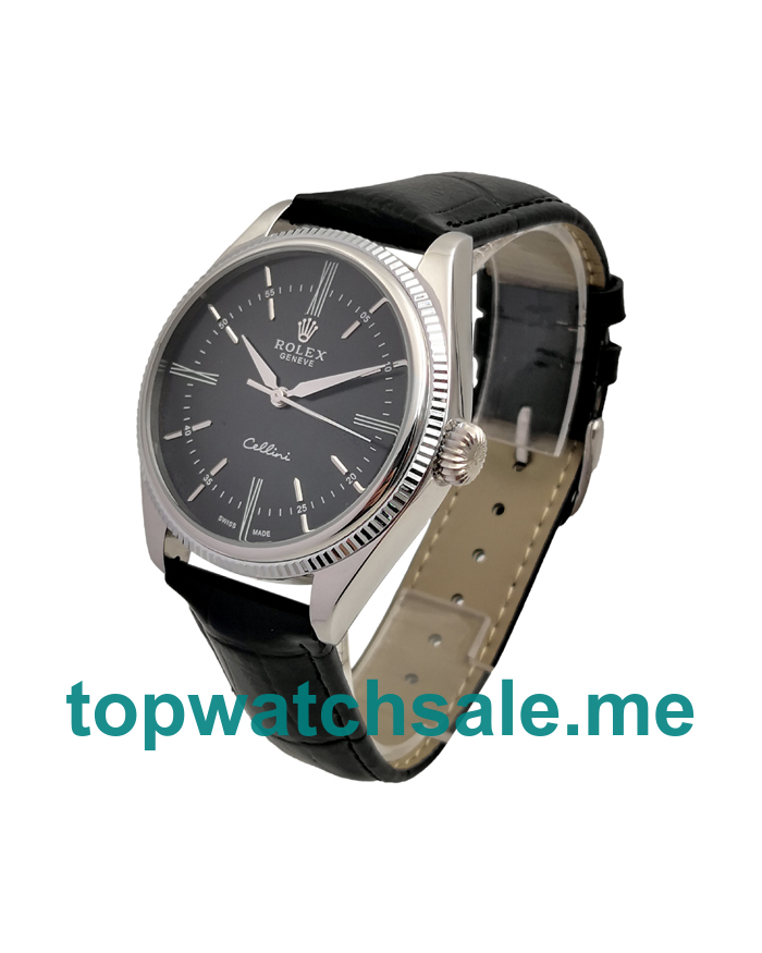 UK Rolex Cellini 50509 Replica Watches With Black Dials For Men + Topreplicawatches.me