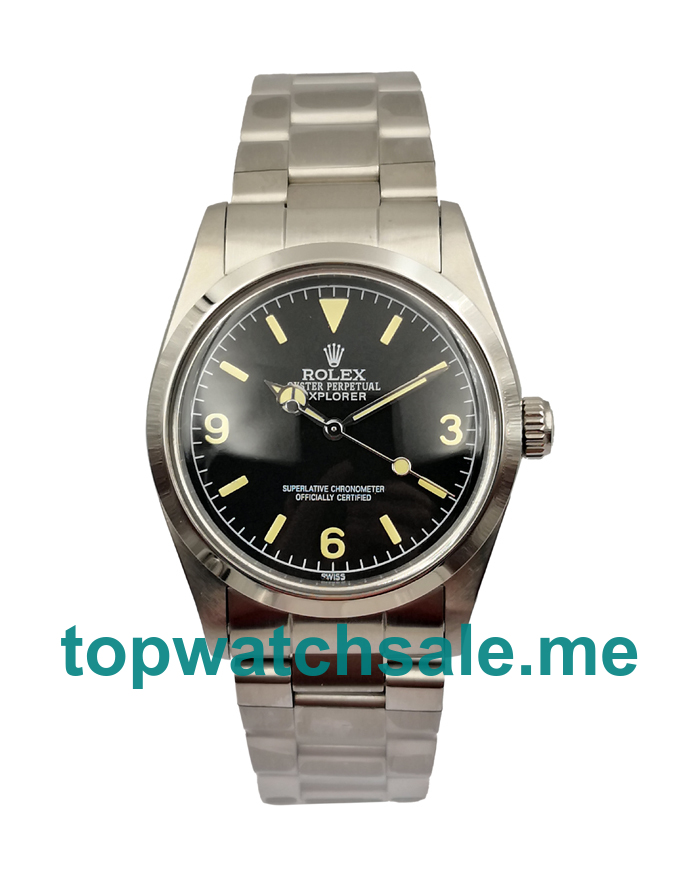 UK Rolex Explorer 6610 Replica Watches With Black Dials For Men + Topreplicawatches.me