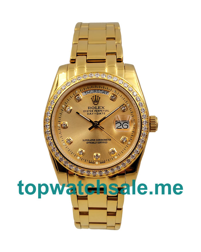 UK Rolex Day-Date 18038 Replica Watches With Champagne Dials For Men + Topreplicawatches.me