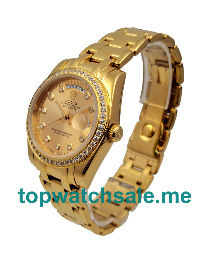 UK Rolex Day-Date 18038 Replica Watches With Champagne Dials For Men + Topreplicawatches.me