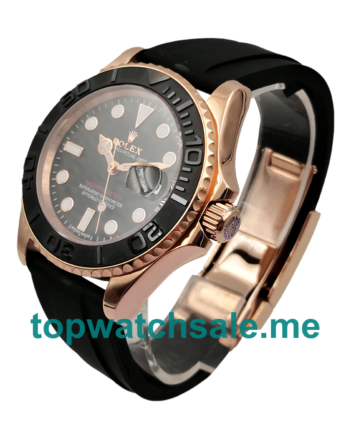 UK Rolex Yacht-Master 116655 Replica Watches With Black Dials For Men + Topreplicawatches.me
